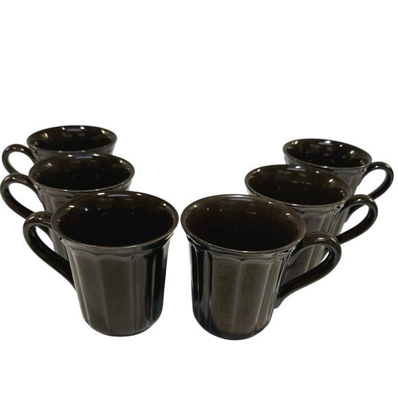 Noble Excellence Toscano Brown Coffee Tea Latte Mugs-Set of 6 - Picture 1 of 6